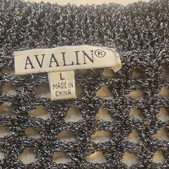 Crochet Macrame Metallic Off The Shoulder Oversized Sweater Gray Large - Picture 8 of 9